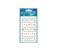 AVERY Zweckform 52391 Lot de 44 autocollants de Noël dorés (autocollants de Noël, film transparent, cartes de décoration de Noël, sachets) 2 feuilles/22 autocollants chacune, inscriptions de Noël