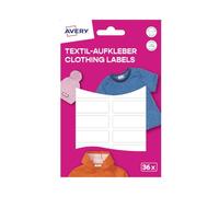 AVERY Zweckform ETVET36 Lot de 36 autocollants nominatifs imperméables pour vêtements (13 x 45 mm, film vinyle, étiquettes textiles autocollantes, autocollants textiles inscriptibles, pour machine à