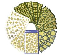 AVERY Zweckform Lot de 20 feuilles d'autocollants de Noël étoiles dorées (autocollants de Noël, paillettes, étoiles dorées, décoration de Noël, bricolage, cadeaux, cartes, sachets)