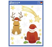 AVERY Zweckform Mantiburi 52299 Lot de 9 autocollants pour fenêtre Motif renne de Noël avec étoiles