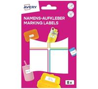 AVERY Zweckform NAME8C Lot de 8 autocollants nominatifs pour enfants imperméables (46 x 72 mm, film d'étiquettes nominatives autocollantes, étiquettes nominatives inscriptibles, passent au