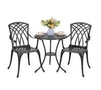 Avestar Ensemble bistro aluminium moulé noir 3 pièces table 61 cm chaises