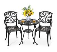 Avestar Ensemble de Salon de Jardin 3 Pièces en Aluminium Coulé Avestar - Table avec Trou pour Parasol (Ø 4,5 cm)