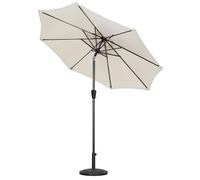 Avestar Parasol de Patio Rond Aluminium 228 cm avec Pied, Relevage par Manivelle et Inclinaison par Bouton, Parasol Toutes Saisons Extérieur, Beige et Noir
