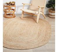 Avgari Creation Tapis en jute naturelle tressé à la main de forme ovale réversible pour salon et ferme - 60 x 120 cm