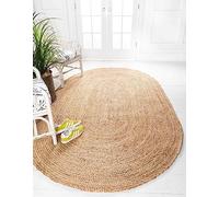 Avgari Creation Tapis ovale tressé à la main en jute pour salon, intérieur et extérieur, couloir, cuisine, salle à manger (beige naturel)