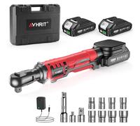 Avhrit liquet sans fil 3/8",Max 120Nm, Cliquet Électrique avec LED, 2x 2.0Ah Batteries, Coffret de 11 Douilles--Idéal pour auto et bricolage