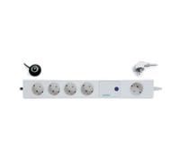 Avidsen - Multiprise avec Interrupteur à Pied - 5 Prises (4 Commutées + 1 Permanente) - Coupe-Veille Automatique Économie d'Énergie - Câble 1,5m - 3500W - 16A - Protection Enfant - Blanc