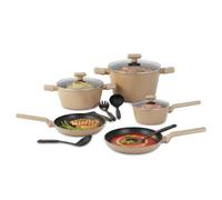 Avilia Avilia Lot de 13 casseroles et poêles antiadhésives - Batterie pour induction, gaz et électrique - Revêtement en aluminium avec couvercles en verre trempé et poignées ergonomiques - sans PFOA
