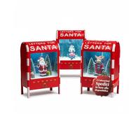 Avilia Boîte aux Lettres de Noël 40 cm avec lumières LED, Neige en Mouvement et Musique - Décoration en métal avec Père Noël, Utilisation avec Piles AAA, Effet scénographique pour décorations de Noël