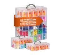 Avilia - Boîte transparente à 5 niveaux avec 50 compartiments amovibles pour organiseur d'armoire, idéale pour les petites pièces et porte-maquillage, facile à empiler et à utiliser individuellement
