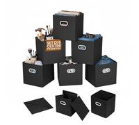 Avilia - Boîtes de rangement pliantes en tissu avec poignées renforcées, lot de 6 boîtes d'économie d'espace 27 x 27 x 27 cm pour vêtements, organisateur facile à ranger et à réutiliser