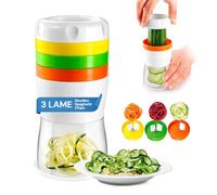 Avilia Coupe-légumes manuel - Spiraliseur de légumes avec lames interchangeables pour nouilles, nouilles et chips - Coupe légumes pour courgettes, carottes et pommes de terre - Facile à utiliser et à