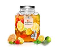 Avilia Distributeur de boissons avec robinet - distributeur d'eau 8L - distributeur d'alcool et sans alcool - bouchon en aluminium - parfait pour toutes les occasions, facile à nettoyer