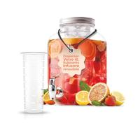 Avilia - Distributeur de boissons en verre de 4 l avec robinet et infuseur intégré, récipient pour eau et jus pour cuisine et bureau, avec couvercle en aluminium pour usage quotidien et événements