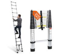 Avilia - Échelle télescopique en Acier Inoxydable, 3,8 m, 13 marches, échelle Pliable, pour la Maison et Le Travail, échelle Extensible, Gain de Place, avec Verrouillage de sécurité