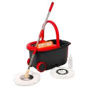 Avilia Ensemble serpillère et seau essoreur, marron, 2 têtes | Balai rotatif auto-essorant, tige télescopique 75-115 cm, microfibre, distributeur de savon, serpillère, 2 roues