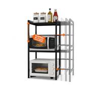 Avilia Étagère à 3 étages, 25 kg, Extensible et réglable, Cuisine, Micro-Ondes, Organiseur d'épices, ustensiles électroménagers, 6 Crochets latéraux, Gain de Place, Garde-Manger, buanderie, Acier
