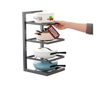 Avilia Étagère en métal à 4 Niveaux réglables, Organiseur Multifonction pour Cuisine, Porte-casseroles, poêles et Assiettes - Présentoir Peu encombrant pour Garde-Manger et Plan de Travail, capacité