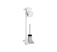 Avilia Lampadaire à Arbre Porte-Rouleau et Porte-Brosse en Acier Inoxydable, utile pour Papier Toilette et Brosse WC Design Pratique et Stable, Blanc, 20 x 73,5 x 20 cm
