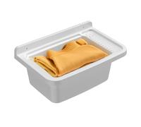 Avilia Lavabo d'extérieur - Lavabo mural pour lavage des vêtements à la main, idéal pour jardins, terrasses, camping, avec plateau antidérapant, en résine, 50 x 35 x 24 cm, blanc