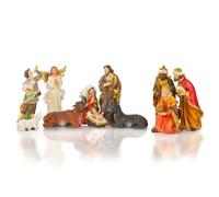Avilia Lot de 11 décorations de Noël en résine - Figurines de crèche de 20 cm, idéales comme décorations de Noël avec Enfant Jésus, Joseph et Marie, adaptables à différentes crèches