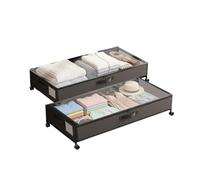 Avilia - Lot de 2 boîtes en métal de 50 l avec roues à 360° - Organiseur multifonction peu encombrant, sous-lit, transparent, anti-poussière, respirant pour vêtements, linge et chaussures.