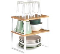 Avilia Lot de 2 étagères en Bambou et métal 19,5 x 29,5 x 15,8 cm et 18,5 x 29,7 x 13,7 cm - Plateau Peu encombrant pour exploiter de Petits espaces, idéal pour Cuisine, Salle de Bain et Salon - Kit