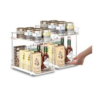 Avilia - Lot de 2 organiseurs de cuisine avec 2 étagères amovibles, structure empilable et facile à installer, organisateur de cuisine peu encombrant pour salle de bain, rangement ou buanderie, idéal