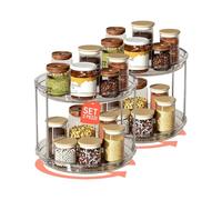 Avilia - Lot de 2 organiseurs de cuisine rotatifs à 2 niveaux en plastique imperméable faciles à nettoyer, organisateur de cuisine gain de place pour accessoires, utilisation polyvalente et montage