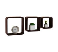Avilia Lot de 3 étagères en Bois | étagères pour Salon | étagères murales | étagères pour Chambre | étagères de Studio | Set d'étagères carrées en Bois de Noyer 27 x 15 x 27 cm, 22 x 15 x 22 cm, 17 x