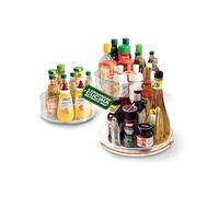 Avilia Lot de 3 organiseurs rotatifs à 360° multifonctions, en PET transparent, porte-épices peu encombrant, pour cuisine et salle de bain, pots à condiments, flacons, toujours visibles et accessibles