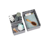 Avilia Lot de 3 paniers de rangement pour salle de bain - Kit paniers de rangement pour salon en différentes dimensions, en polypropylène, 13 x 9 x 13 cm, 26 x 9 x 13 cm, 28 x 10 x 28 cm, gris