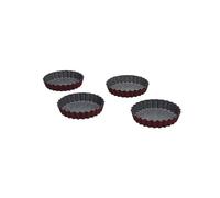 Avilia Lot de 4 moules antiadhésifs pour tartelettes - Lot de 4 moules pour tartelettes et petits gâteaux, en acier au carbone, 10 x 1,8 cm, noir