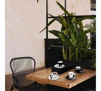 Avilia Lot de 4 tasses et soucoupes blanches et noires | tasses à café avec soucoupe | Set de 4 tasses avec soucoupe | Kit pour servir café | Set de 4 tasses avec soucoupe en céramique blanche et