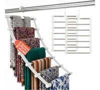 Avilia Lot de 6 cintres en Acier, cintres à 6 Niveaux, Gain de Place, Charge 3 kg, Pantalons, Chemises, écharpes, Serviettes, Anti-Plis et Multifonctionnel, système à Rouleau