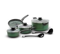Avilia Lot de 9 batteries de cuisine, aluminium antiadhésif, acier inoxydable, silicone, verre trempé, sans PFOA, compatible avec lave-vaisselle