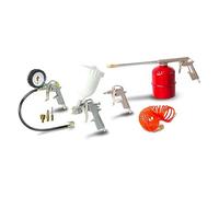 Avilia Lot de Pistolets et aérographes pour air comprimé, kit compresseur avec 3 Pistolets pour Lavage, gonflage de pneus et air comprimé, 1 aérographe et 1 Flexible, idéal pour enlever la poussière