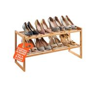 Avilia Meuble à chaussures 2 étagères en bambou 70 x 27 x 28 cm - Gain de place facile et rapide à monter - Chaque étagère peut contenir jusqu'à 4 paires de chaussures - Idéal pour les petits espaces