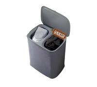 Avilia Panier à linge de 90 l avec couvercle, 2 compartiments amovibles et sacs avec poignées, sépare les clairs et foncés, organisateur de linge, salle de bain, buanderie, chambre