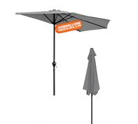 Avilia Parasol de jardin en demi-lune gris 2,7 x 2,3 m | Avec manivelle et soufflet coupe-vent, mural, en aluminium et polyester pour l'extérieur