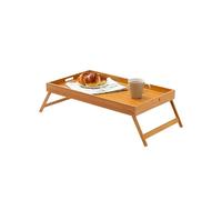 Avilia Plateau Petit déjeuner au lit en Bambou avec poignées et Jambes Pliantes - Parfait pour Manger confortablement au lit - 65 x 30 x 23 cm