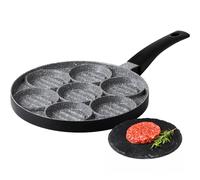 Avilia Poêle Grill antiadhésive avec capacité de 7 hamburgers - Poêle à crêpes et hamburgers de viande et végétariens, en aluminium, 26 cm
