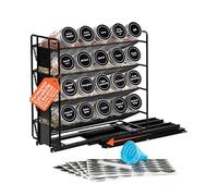 Avilia - Porte-épices pour cuisine avec 20 bocaux en verre, structure amovible, peu encombrante, étiquettes étanches, entonnoir en silicone et stylo inclus
