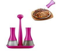 Avilia Set de boîtes de sel et poivre de table fuscia en verre et plastique 5 x 5 x 10 cm - Fabriqué en matériaux résistants avec fermeture hermétique et poignée pour un perçage facile - Léger et