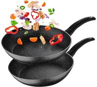 Avilia Set de poêles antiadhésives de 22 et 26 cm avec fond à induction - cuisine saine sur tous les plans de cuisson, en aluminium recyclé, poignée en bakélite, performance et sécurité