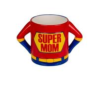 Avilia Tasse à thé et café en forme de super-héros pour maman - Tasse avec design super maman idéale comme cadeau pour la fête des mères, en céramique, 18 x 11 cm, 450 ml, rouge et bleu