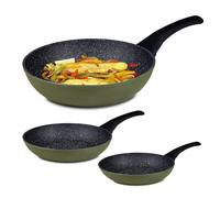 Avilia Tris Poêles antiadhésives 20-24-28 cm, aluminium moulé sous pression, revêtement antiadhésif, poignées ergonomiques en bakélite