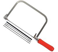 Avit Scie à Chantourner Manuelle avec 5 Lames Bois et Métal, Réglage 360° | Comprend 2 lames de 16 TPI, 1 de 20 TPI, 1 de 24 TPI et 1 de 28 TPI, 140 x 300 x 25 mm, 154 g, manche rouge et cadre argenté