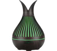 Avizar, diffuseur d'arômes 500 ml aspect bois avec éclairage LED, noir / vert